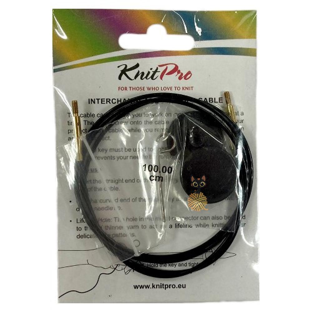 Тросик KnitPro 100 см для съемных спиц (черный/золото)