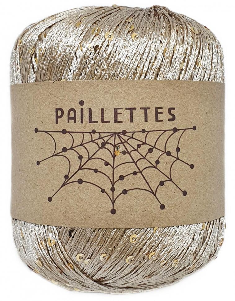 Wool Sea Paillettes (Вул си Пайлетс) 006 светло-бежевый/золотая пайетка 3 мм