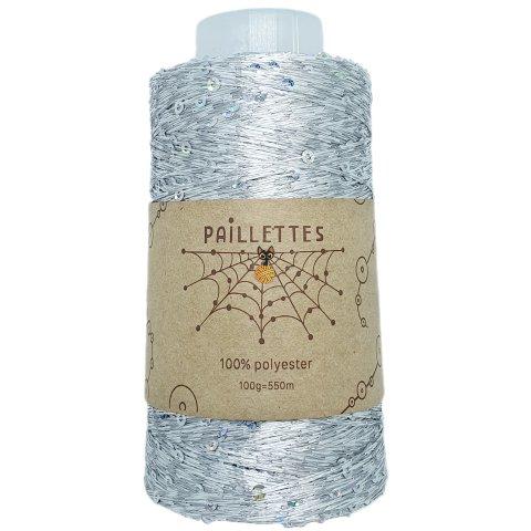 Wool Sea Paillettes (Вул си Пайлетс) 008 серебристый/голографическая пайетка 3 мм
