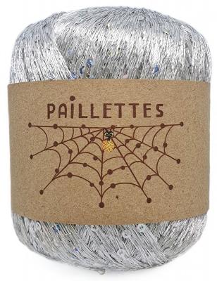 Wool Sea Paillettes (Вул си Пайлетс) 008 серебристый/голографическая пайетка 3 мм