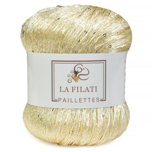 La Filati Paillettes (Ла Филати Пайлетс) 167 молочный/золотые пайетки
