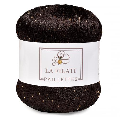 La Filati Paillettes (Ла Филати Пайлетс) 122 шоколад/золотые пайетки